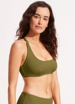 Seafolly Collective DD Scoop Neck Halter Top - Avocado 9 Seafolly Collective DD Scoop Neck Halter Top - Avocado -Fashion Swimwear Store 31368DD942 Avocado 3