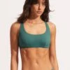 Seafolly Collective DD Scoop Neck Halter Top - Evergreen -Fashion Swimwear Store 31368DD942 Evergreen 1