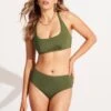 Seafolly Collective DD Scoop Neck Halter Top - Olive -Fashion Swimwear Store 31368DD942 Olive 3