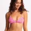 Sea Skin Ring Front Bralette Bikini Top - Fuchsia Rose -Fashion Swimwear Store 31369 064 FuchsiaRos 3