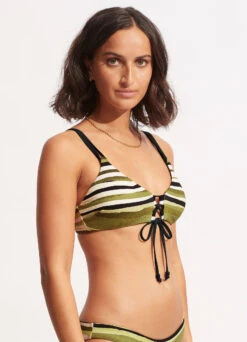 Sun Stripe Reversible Bralette - Avocado -Fashion Swimwear Store 31389 947 Avocado 3