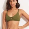 Seafolly Collective Gathered Strap Bralette - Avocado