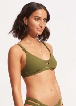 Seafolly Collective Gathered Strap Bralette - Avocado 9 Seafolly Collective Gathered Strap Bralette - Avocado -Fashion Swimwear Store 31390 942 Avocado 3