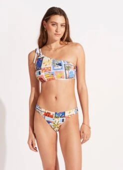 On Vacation One Shoulder Top With Tie - Azure 8 On Vacation One Shoulder Top With Tie - Azure -Fashion Swimwear Store 31394 022 Azure 4