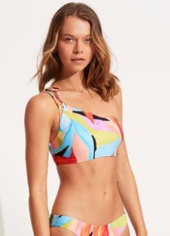 Tropfest One Shoulder Top With Tie - Aquamarine 10 Tropfest One Shoulder Top With Tie - Aquamarine -Fashion Swimwear Store 31394 978 Aquamarine 3