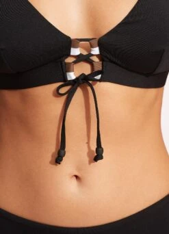 Sun Stripe Longline Tri - Black 11 Sun Stripe Longline Tri - Black -Fashion Swimwear Store 31396 947 Black 5