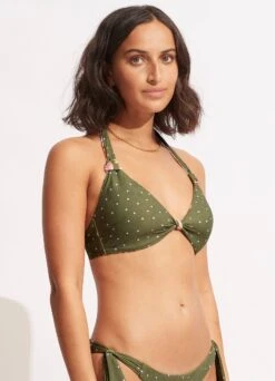 Paradise Garden Tab Front Halter Bra - Avocado -Fashion Swimwear Store 31400 960 Avocado 4