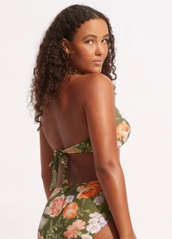 Paradise Garden Tab Front Halter Bra - Avocado -Fashion Swimwear Store 31400 960 Avocado 5