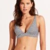 Sorrento Stripe Triangle Bikini Top - Black -Fashion Swimwear Store 31404 027 Black 4