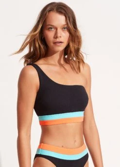 Slice Of Splice One Shoulder Top - Black -Fashion Swimwear Store 31408 990 Black 5