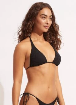Second Wave Longline Slide Tri Top - Black -Fashion Swimwear Store 31412 968 Black 3