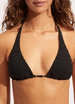 Second Wave Longline Slide Tri Top - Black -Fashion Swimwear Store 31412 968 Black 5