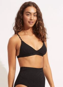 Second Wave Fixed Tri Bra - Black -Fashion Swimwear Store 31415 968 Black 3