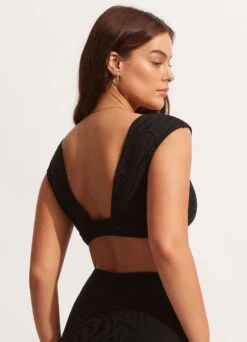 Second Wave Cap Sleeve Top - Black 14 Second Wave Cap Sleeve Top - Black -Fashion Swimwear Store 31416 968 Black 6