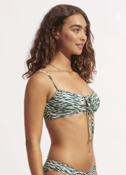 Wild At Heart Drawstring Neck Bralette - Evergreen -Fashion Swimwear Store 31420 988 Evergreen 4