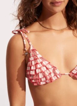 Cabana Ruffle Slide Tri - Sunkissed Coral -Fashion Swimwear Store 31433 001 SunKisdCrl 7