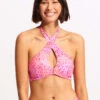 Sea Skin Cross Front Bra Bikini Top - Fuchsia Rose -Fashion Swimwear Store 31458 064 FuchsiaRos 3