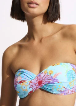 Under The Sea Twist Bandeau Bikini Top - Blue Mist -Fashion Swimwear Store 33261 061 Blue 20Mist 7