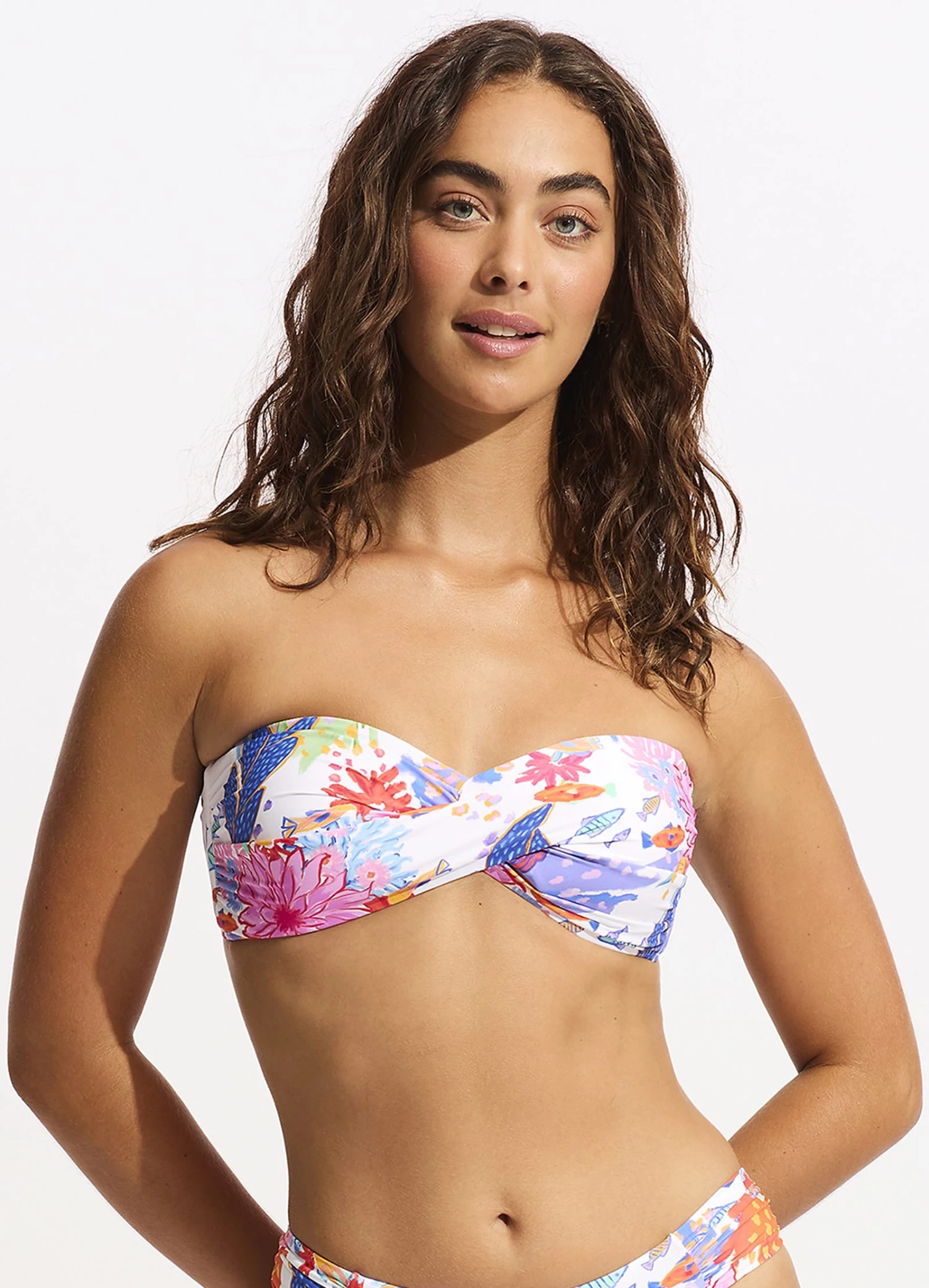 Under The Sea Twist Bandeau Bikini Top - White 3 Under The Sea Twist Bandeau Bikini Top - White