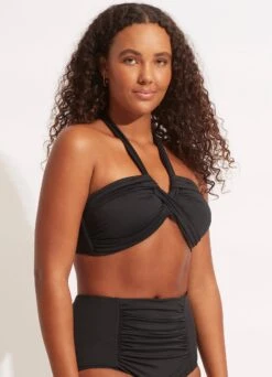 Seafolly Collective Halter Bandeau - Black 16 Seafolly Collective Halter Bandeau - Black -Fashion Swimwear Store 33816 942 Black 8
