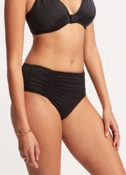 Seafolly Collective Gathered Front Retro Pant - Black -Fashion Swimwear Store 40343 942 Black 4