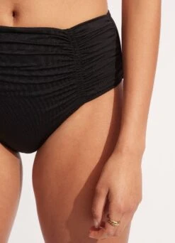 Seafolly Collective Gathered Front Retro Pant - Black -Fashion Swimwear Store 40343 942 Black 6