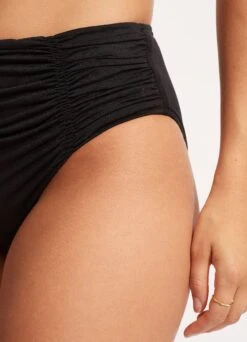 Seafolly Collective Gathered Front Retro Pant - Black -Fashion Swimwear Store 40343 942 Black 7