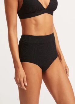 Second Wave High Waisted Pant - Black -Fashion Swimwear Store 40558 968 Black 4