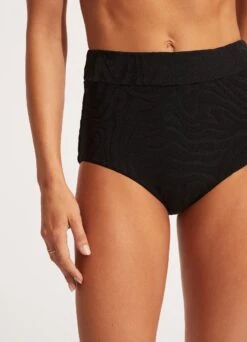 Second Wave High Waisted Pant - Black -Fashion Swimwear Store 40558 968 Black 6