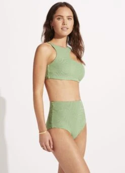 Second Wave High Waisted Pant - Palm Green -Fashion Swimwear Store 40558 968 PalmGreen 5