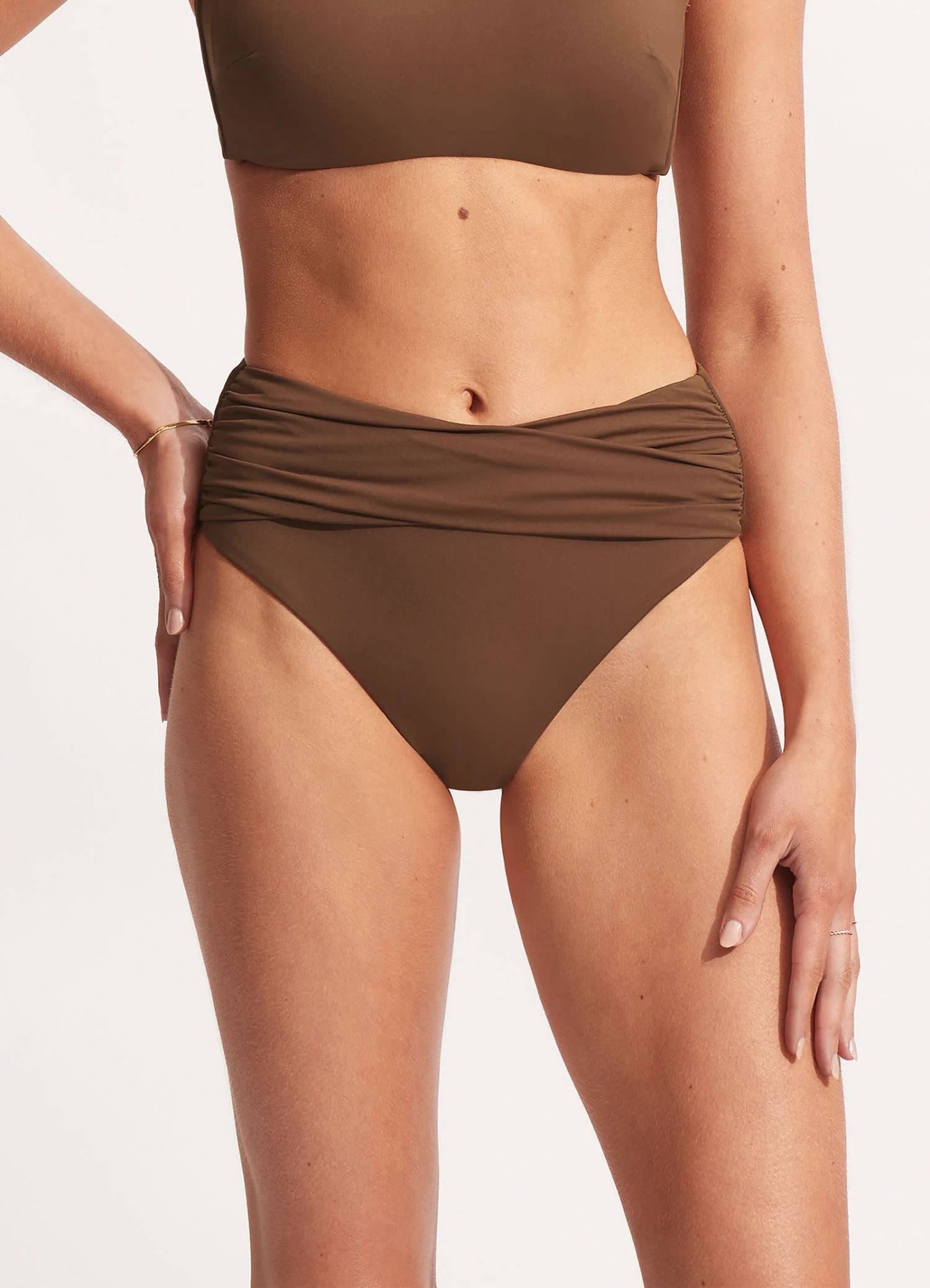Seafolly Collective High Waist Wrap Front Pant - Tiramisu 5 Seafolly Collective High Waist Wrap Front Pant - Tiramisu - Image 3
