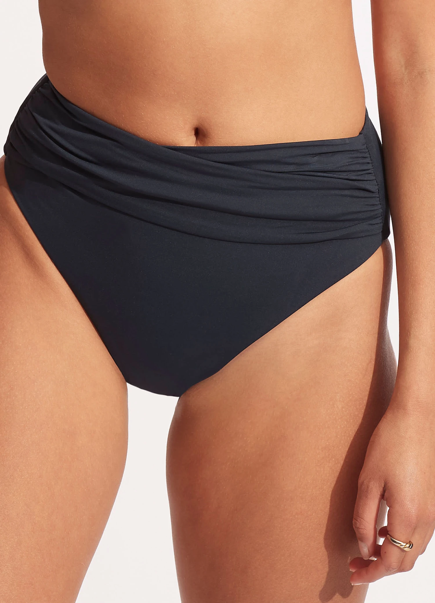Seafolly Collective High Waist Wrap Front Pant - True Navy 4 Seafolly Collective High Waist Wrap Front Pant - True Navy - Image 2