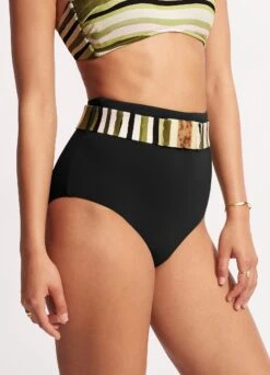 Sun Stripe High Waisted Pant With Belt - Avocado -Fashion Swimwear Store 40686 947 Avocado 4