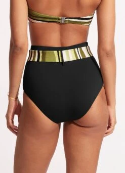 Sun Stripe High Waisted Pant With Belt - Avocado -Fashion Swimwear Store 40686 947 Avocado 5