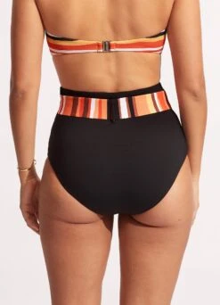 Sun Stripe High Waisted Pant With Belt - Black -Fashion Swimwear Store 40686 947 Black 5