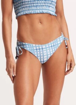 Amalfi Check Loop Tie Side Hipster - Amalfi Blue -Fashion Swimwear Store 40692 951 AmalfiBlue 3