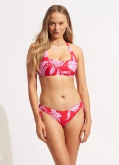 Fleur De Bloom Loop Tie Side Pant - Chilli Red