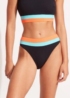 Slice Of Splice High Waisted Bikini Bottom - Black -Fashion Swimwear Store 40697 990 Black 3