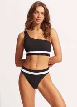 Slice Of Splice High Waisted Bikini Bottom - White -Fashion Swimwear Store 40697 990 White 4