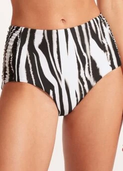 Zahara Ruched Side High Waisted Pant - Black -Fashion Swimwear Store 40698 953 Black 3