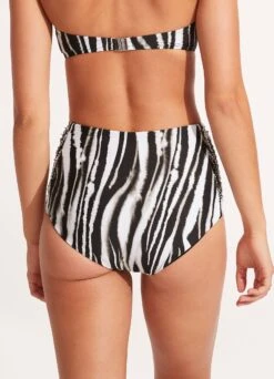 Zahara Ruched Side High Waisted Pant - Black -Fashion Swimwear Store 40698 953 Black 6