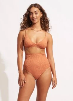 Second Wave High Waist Pant - Copper Tan -Fashion Swimwear Store 40700 968 Copper 20Tan 2