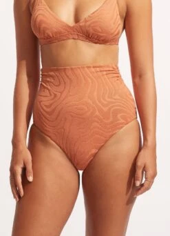 Second Wave High Waist Pant - Copper Tan -Fashion Swimwear Store 40700 968 Copper 20Tan 4