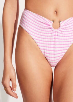 Sorrento Stripe High Waisted Bikini Bottom - Parfait Pink -Fashion Swimwear Store 40720 027 ParfaitPnk 7
