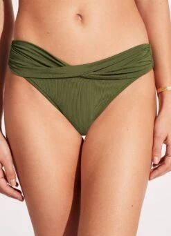 Seafolly Collective Twist Band Hipster - Olive -Fashion Swimwear Store 44320 942 Olive 7