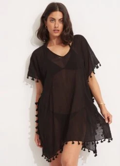 Amnesia Kaftan - Black -Fashion Swimwear Store 52162 Black 4