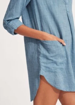 Boyfriend Beach Shirt - Chambray -Fashion Swimwear Store 52815 TO Chambray 4