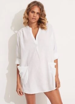 Boyfriend Beach Shirt - White -Fashion Swimwear Store 52815 TO White 4