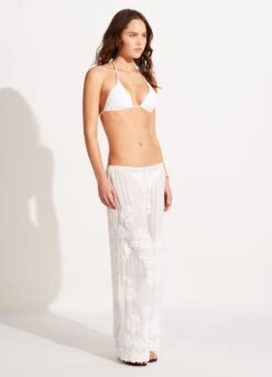 Embroidered Pant - White 9 Embroidered Pant - White -Fashion Swimwear Store 52833 PA White 5
