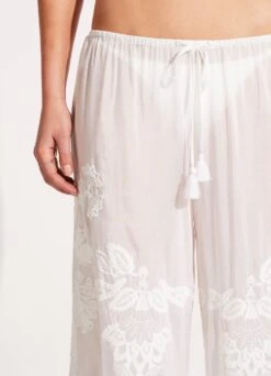 Embroidered Pant - White 11 Embroidered Pant - White -Fashion Swimwear Store 52833 PA White 7
